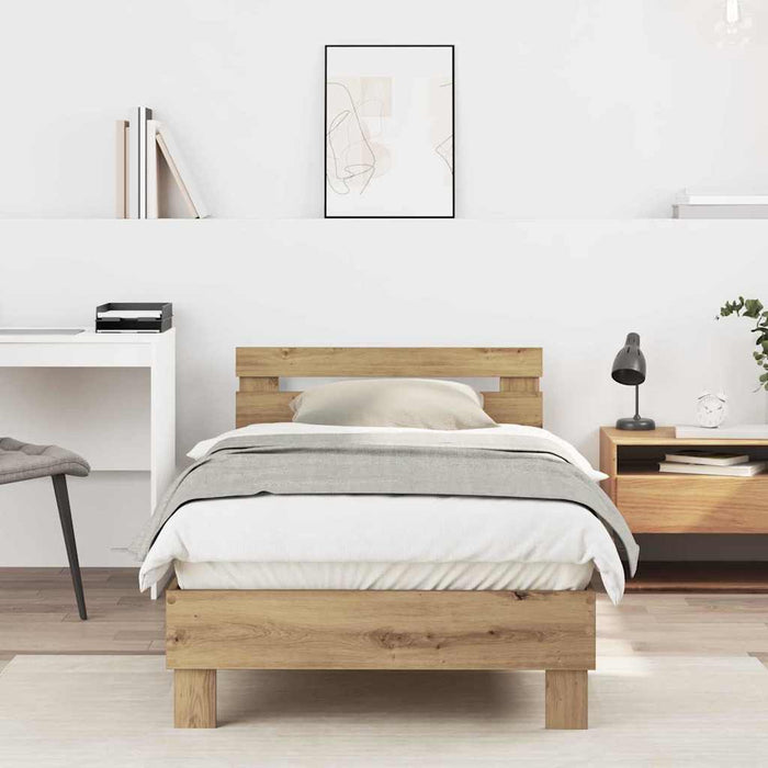 Cadru de pat Stejar Artizanal 203 x 95 x 70 cm Lemn compozit - WALTI WALTI