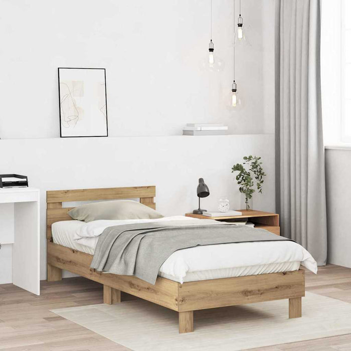 Cadru de pat Stejar Artizanal 203 x 95 x 70 cm Lemn compozit - WALTI WALTI