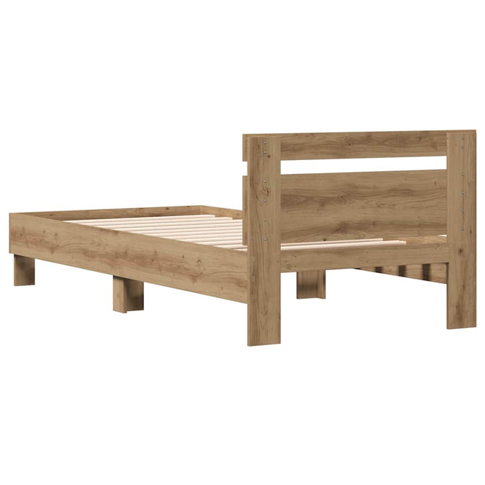 Cadru de pat Stejar Artizanal 203 x 95 x 70 cm Lemn compozit - WALTI WALTI