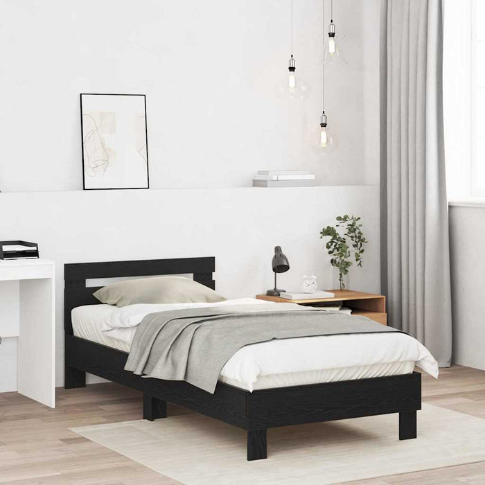 Cadru de pat Stejar Negru 203 x 95 x 70 cm Lemn compozit - WALTI WALTI