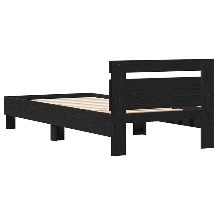Cadru de pat Stejar Negru 203 x 95 x 70 cm Lemn compozit - WALTI WALTI