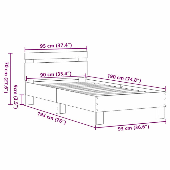 Cadru de pat Lemn vechi 193 x 95 x 88 cm Lemn compozit - WALTI WALTI