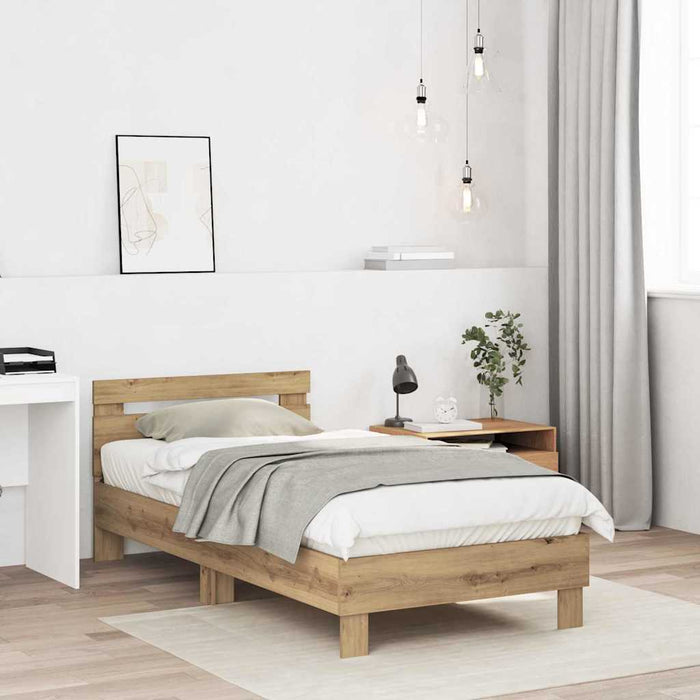 Cadru de pat Stejar Artizanal 193 x 95 x 88 cm Lemn compozit - WALTI WALTI