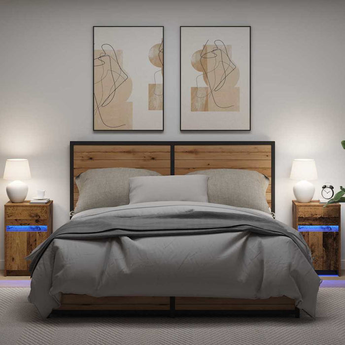 Noptieră LED 2 pcs Lemn vechi 38 x 34 x 61 cm Lemn compozit - WALTI WALTI