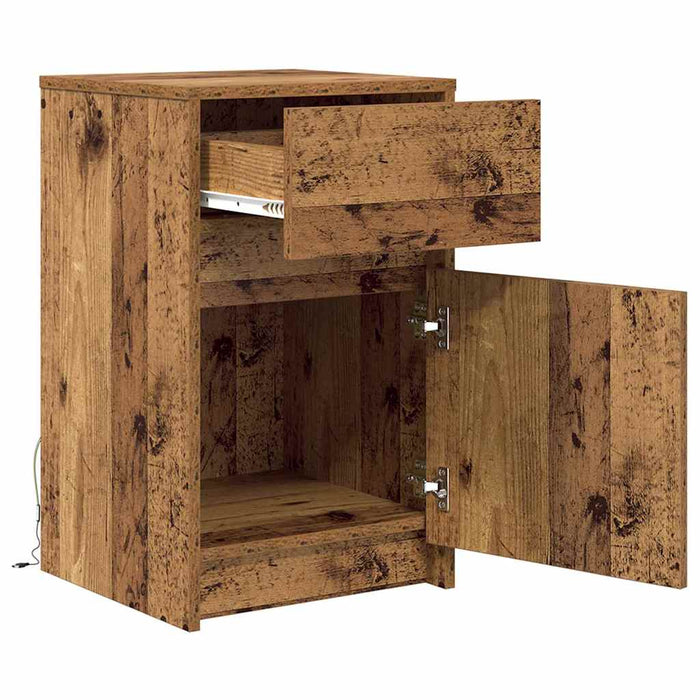 Noptieră LED 2 pcs Lemn vechi 38 x 34 x 61 cm Lemn compozit - WALTI WALTI