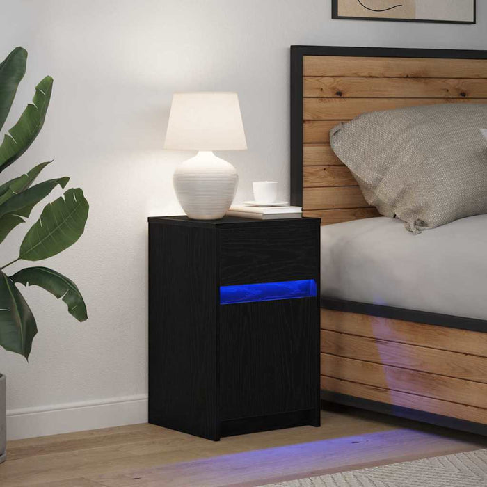 Noptieră LED Stejar negru 38 x 34 x 61 cm Lemn compozit - WALTI WALTI