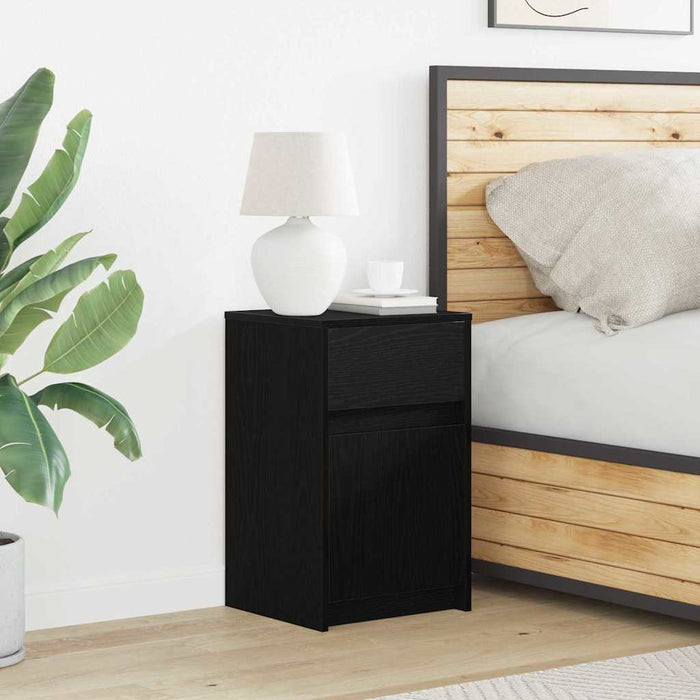 Noptieră LED Stejar negru 38 x 34 x 61 cm Lemn compozit - WALTI WALTI