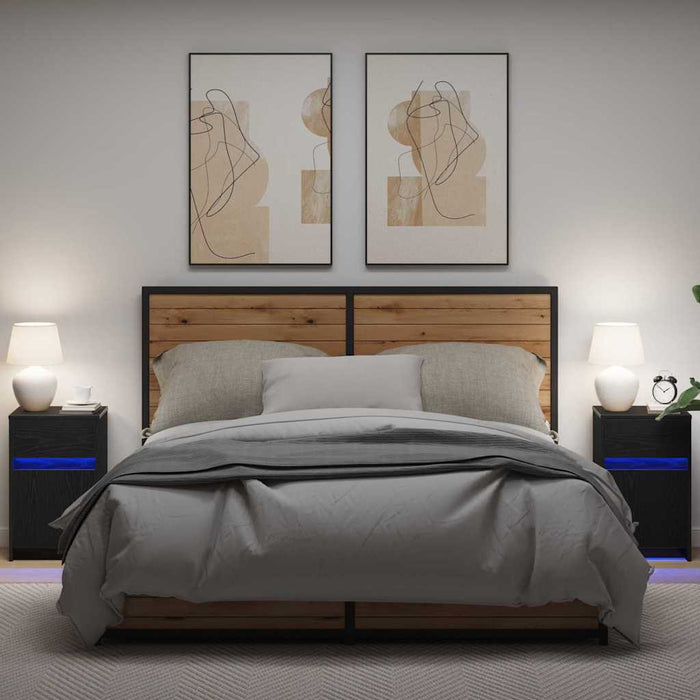 Noptieră LED 2 pcs Stejar negru 38 x 34 x 61 cm Lemn compozit - WALTI WALTI