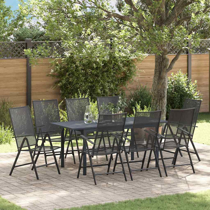 Set mese grădină Manual 9 pcs Negru Mare Metal & Tesatura - WALTI WALTI