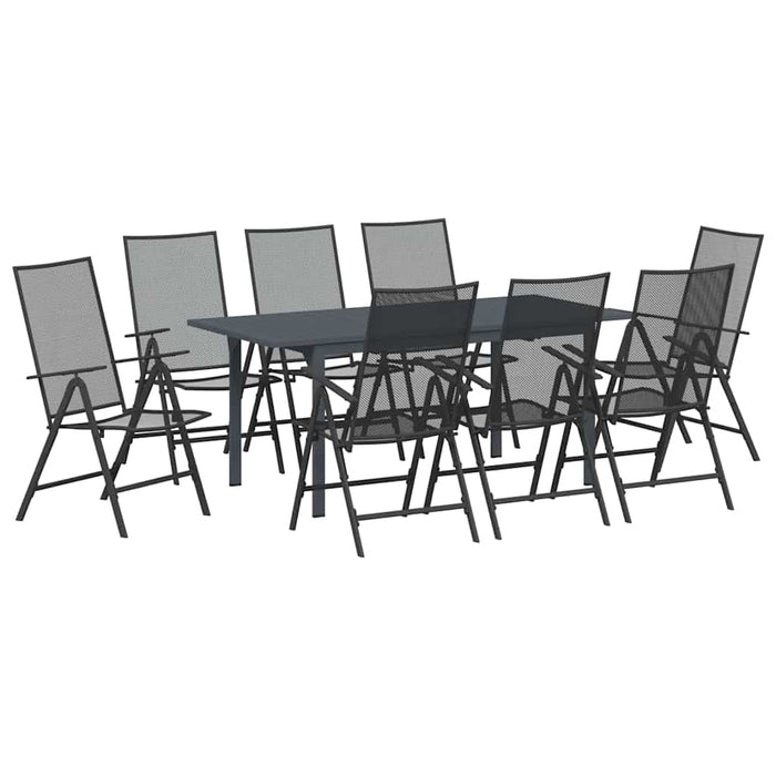 Set mese grădină Manual 9 pcs Negru Mare Metal & Tesatura - WALTI WALTI