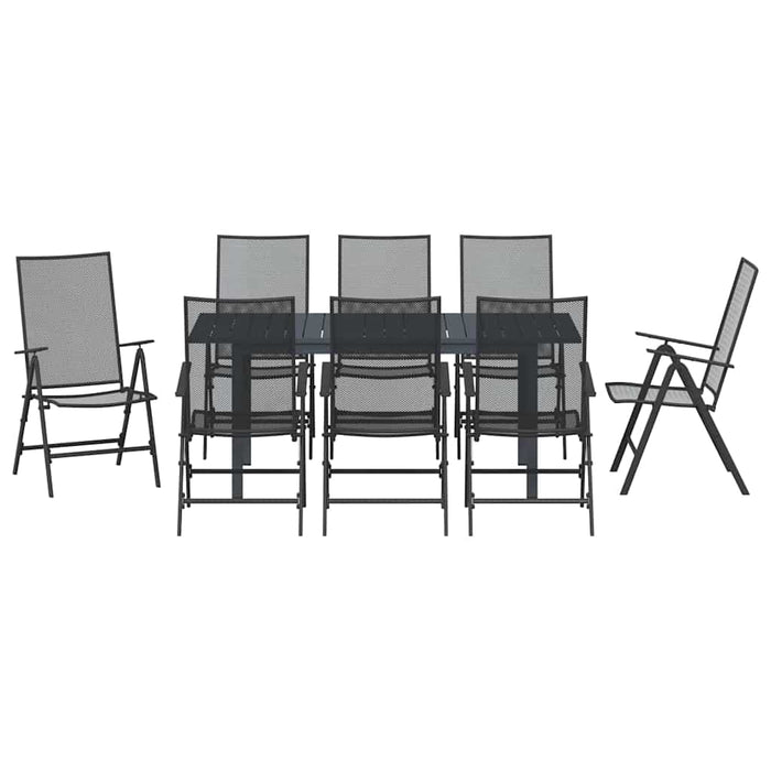 Set mese grădină Manual 9 pcs Negru Mare Metal & Tesatura - WALTI WALTI