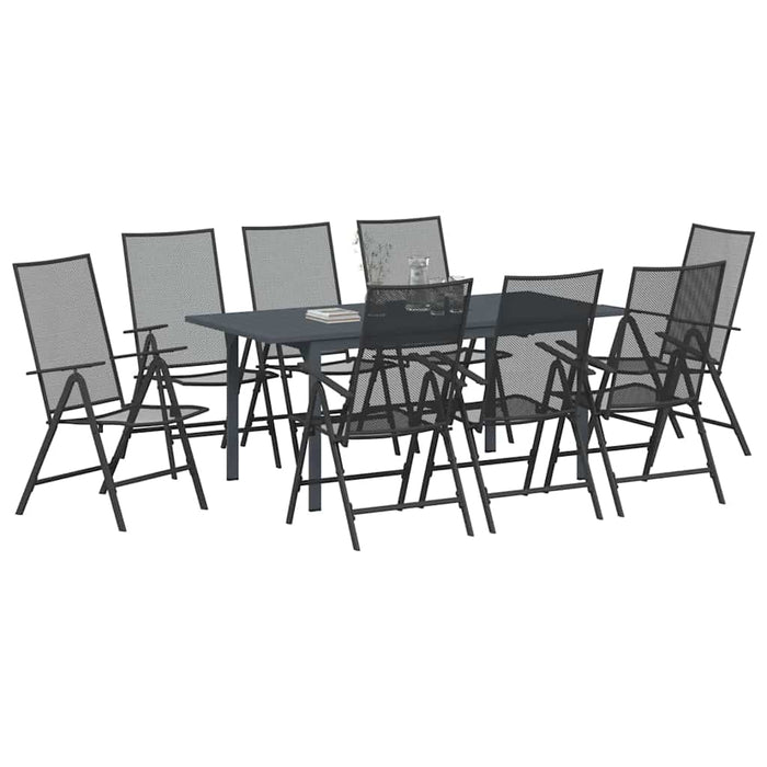 Set mese grădină Manual 9 pcs Negru Mare Metal & Tesatura - WALTI WALTI