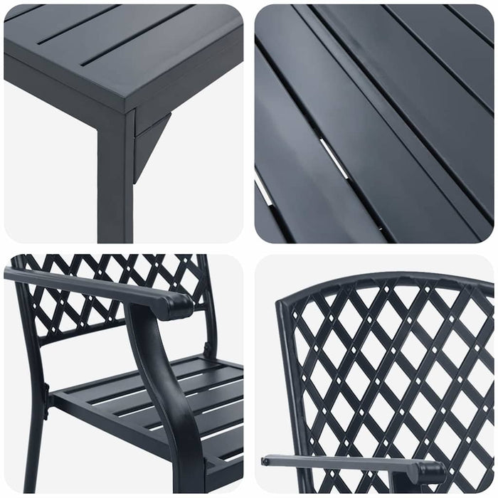 Set Masă Grădină Manual 9 pcs Gri Mari Metal - WALTI WALTI