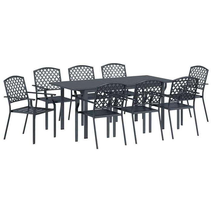 Set Masă Grădină Manual 9 pcs Gri Mari Metal - WALTI WALTI