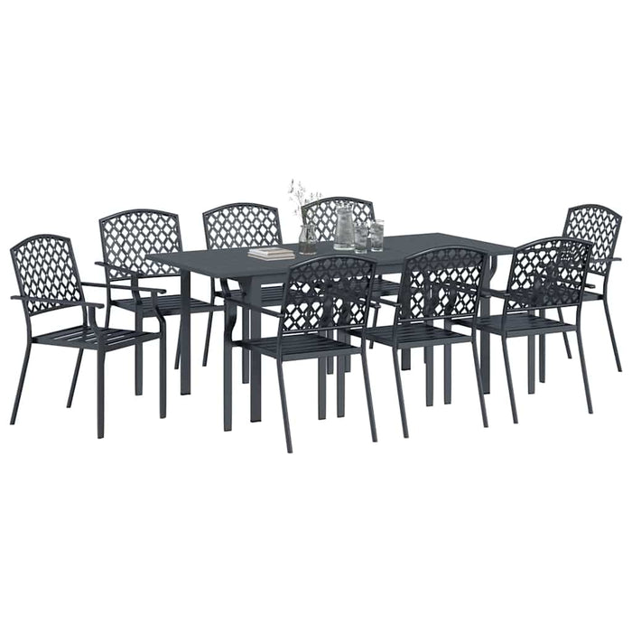 Set Masă Grădină Manual 9 pcs Gri Mari Metal - WALTI WALTI