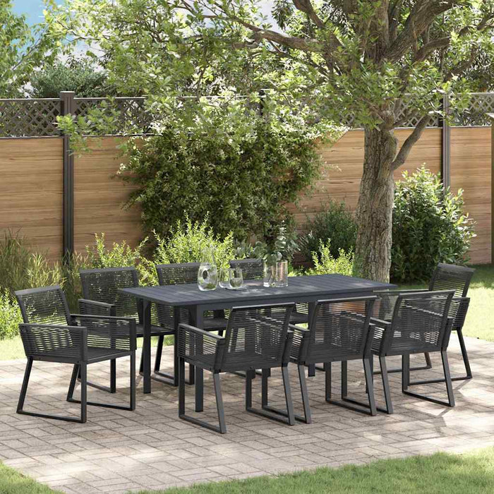 Set mese grădină Manual 9 pcs Negru Mari Metal & Sfoară - WALTI WALTI