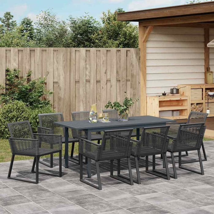 Set mese grădină Manual 9 pcs Negru Mari Metal & Sfoară - WALTI WALTI