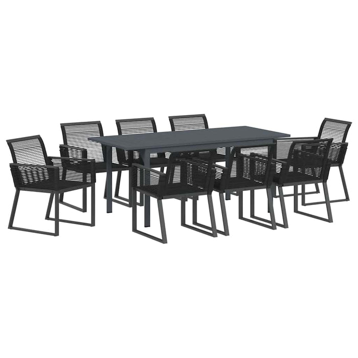Set mese grădină Manual 9 pcs Negru Mari Metal & Sfoară - WALTI WALTI