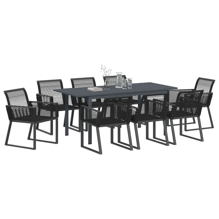 Set mese grădină Manual 9 pcs Negru Mari Metal & Sfoară - WALTI WALTI