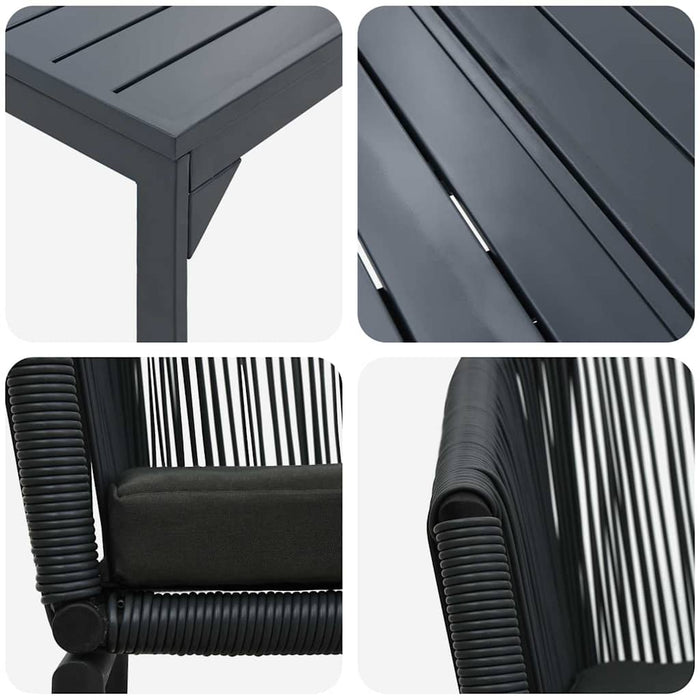 Set de mese pentru grădină 7 pcs Negru Mare Metal & Sfoară - WALTI WALTI