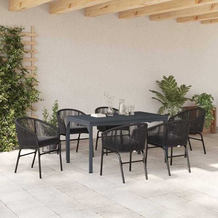 Set de mese pentru grădină 7 pcs Negru Mare Metal & Sfoară - WALTI WALTI
