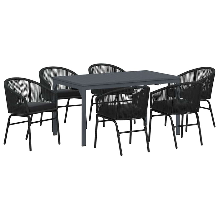 Set de mese pentru grădină 7 pcs Negru Mare Metal & Sfoară - WALTI WALTI