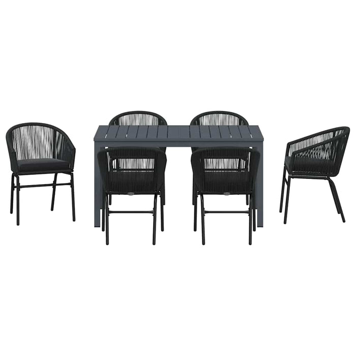 Set de mese pentru grădină 7 pcs Negru Mare Metal & Sfoară - WALTI WALTI