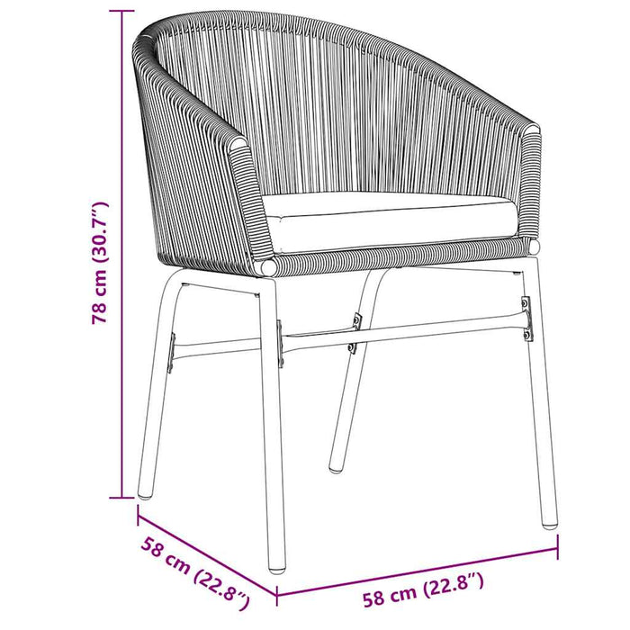 Set de mese pentru grădină 7 pcs Negru Mare Metal & Sfoară - WALTI WALTI