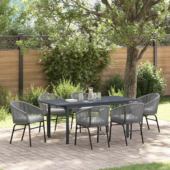 Set de mese grădină Manual 7 pcs Gri Mare Metal & Ratan - WALTI WALTI