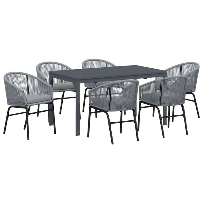 Set de mese grădină Manual 7 pcs Gri Mare Metal & Ratan - WALTI WALTI