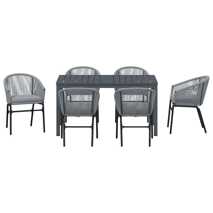 Set de mese grădină Manual 7 pcs Gri Mare Metal & Ratan - WALTI WALTI