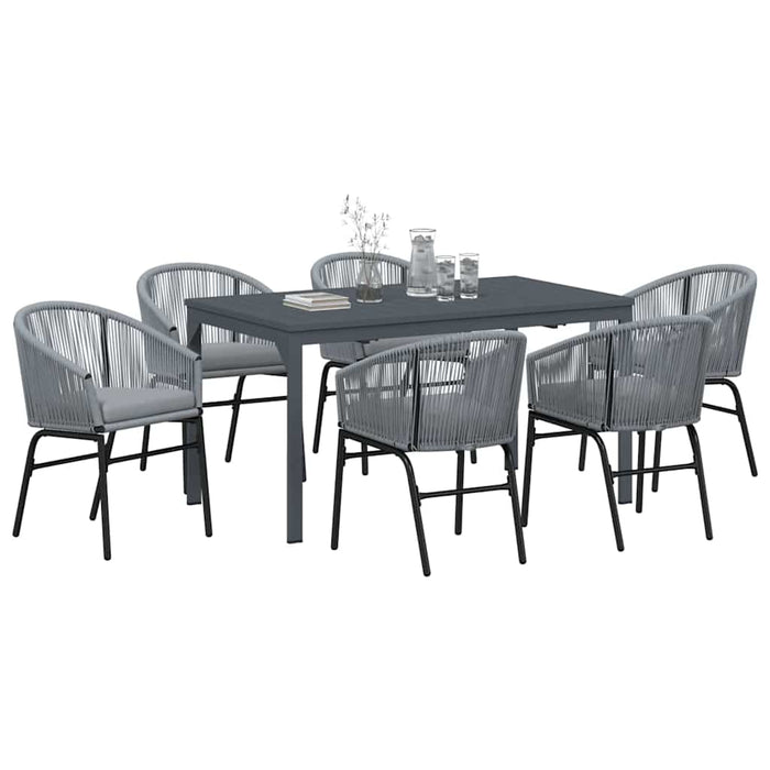 Set de mese grădină Manual 7 pcs Gri Mare Metal & Ratan - WALTI WALTI
