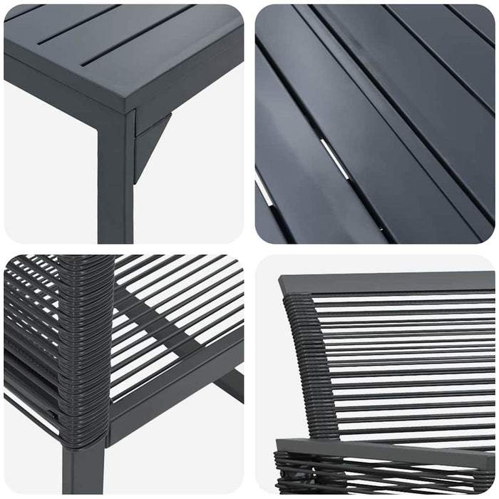 Set mese grădină 9 pcs Negru mare Amestec de metal și plastic - WALTI WALTI