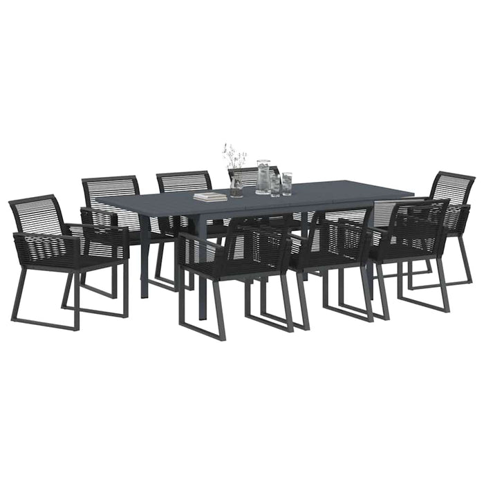 Set mese grădină 9 pcs Negru mare Amestec de metal și plastic - WALTI WALTI