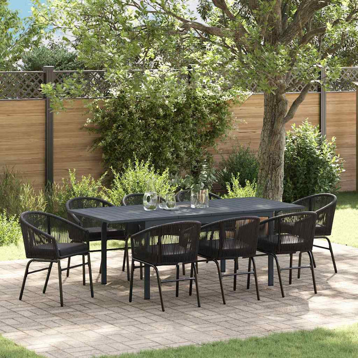 Set mese grădină Manual 9 pcs Negru mare Metal & Plastic - WALTI WALTI