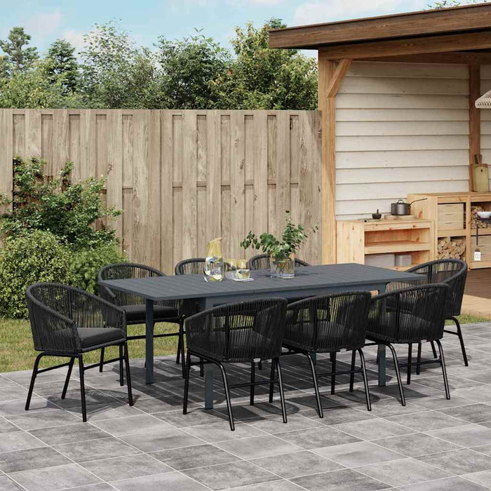 Set mese grădină Manual 9 pcs Negru mare Metal & Plastic - WALTI WALTI