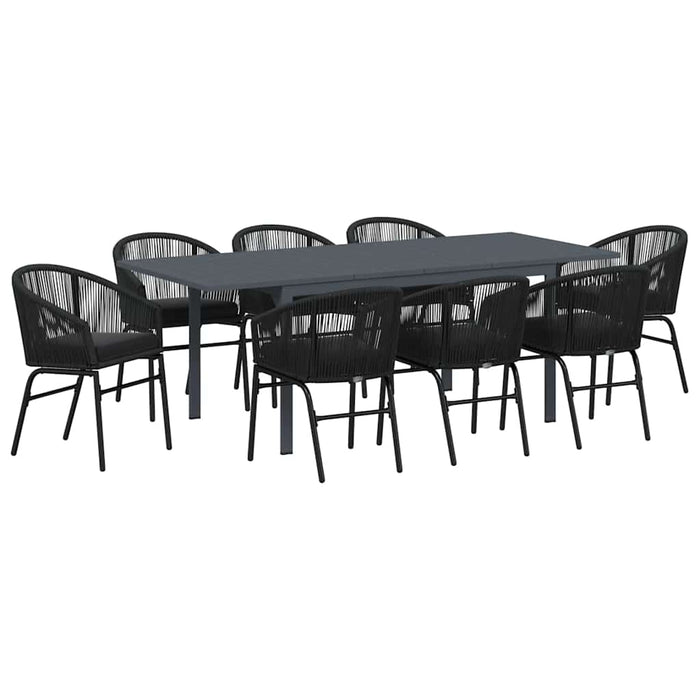 Set mese grădină Manual 9 pcs Negru mare Metal & Plastic - WALTI WALTI