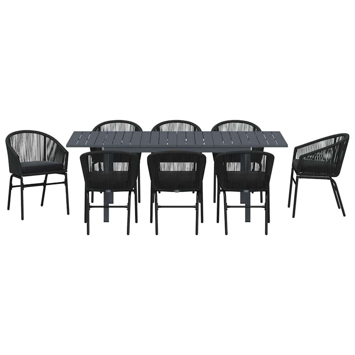 Set mese grădină Manual 9 pcs Negru mare Metal & Plastic - WALTI WALTI