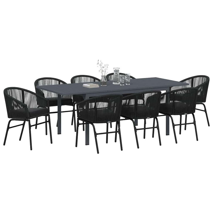 Set mese grădină Manual 9 pcs Negru mare Metal & Plastic - WALTI WALTI
