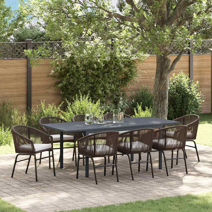 Set mese grădină 9 pcs Maro mare Metal, Ratan, Compozit lemnos - WALTI WALTI