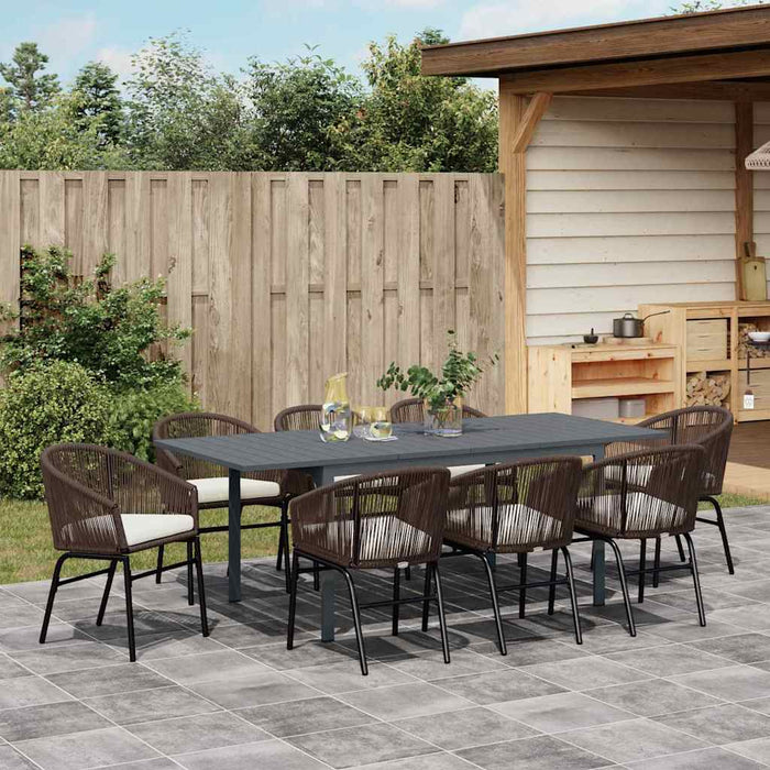 Set mese grădină 9 pcs Maro mare Metal, Ratan, Compozit lemnos - WALTI WALTI