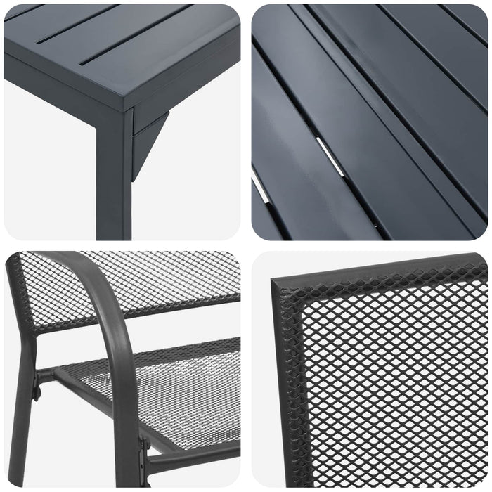 Set de masă pentru grădină 9 pcs Antracit Oțel - WALTI WALTI