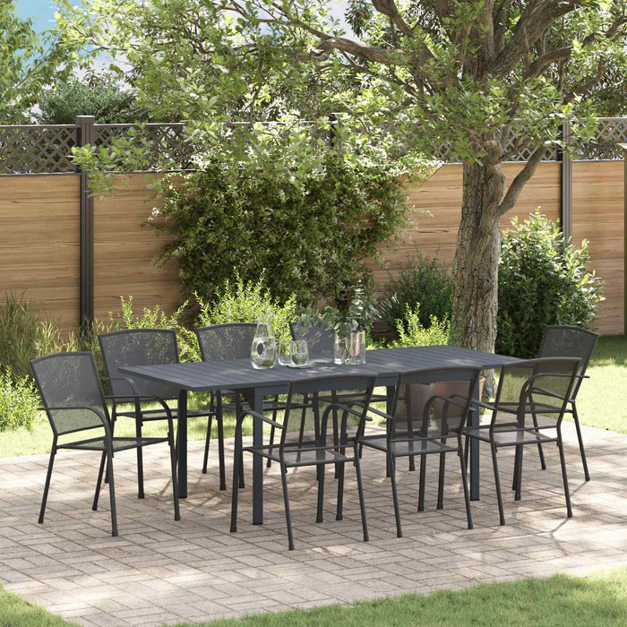 Set de masă pentru grădină 9 pcs Antracit Oțel - WALTI WALTI