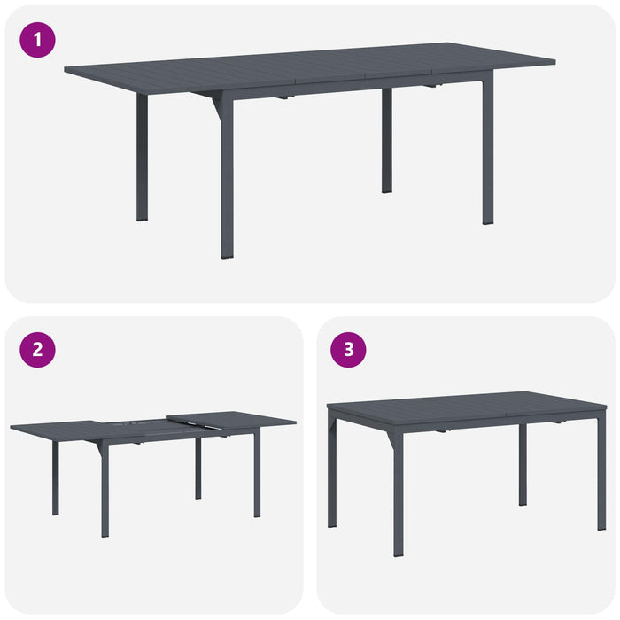 Set de masă pentru grădină 9 pcs Antracit Oțel - WALTI WALTI