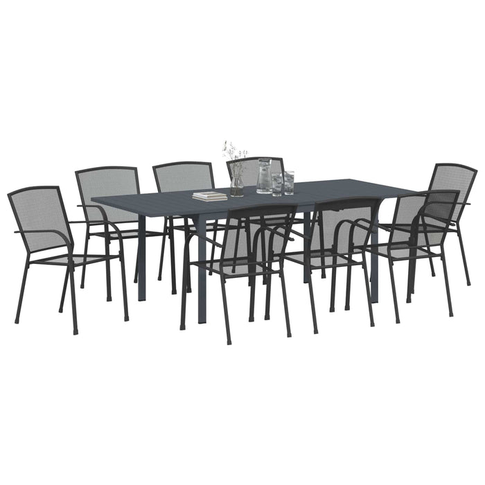 Set de masă pentru grădină 9 pcs Antracit Oțel - WALTI WALTI