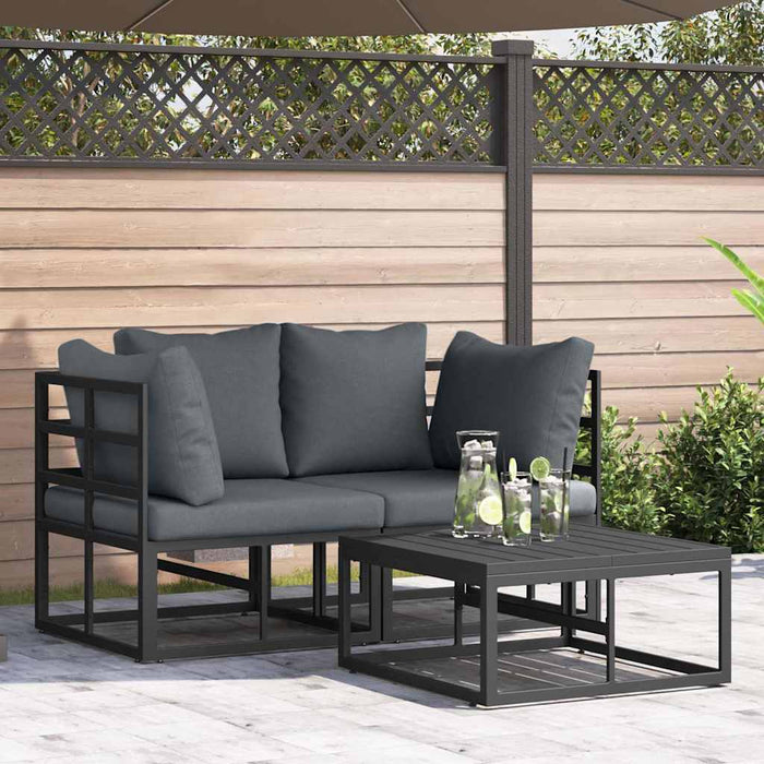 Set de canapele pentru grădină 3 pcs Negru 70 x 70 x 32 cm - WALTI WALTI