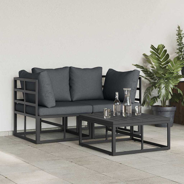 Set de canapele pentru grădină 3 pcs Negru 70 x 70 x 32 cm - WALTI WALTI