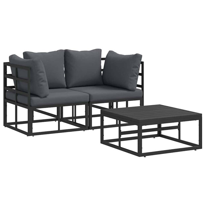 Set de canapele pentru grădină 3 pcs Negru 70 x 70 x 32 cm - WALTI WALTI