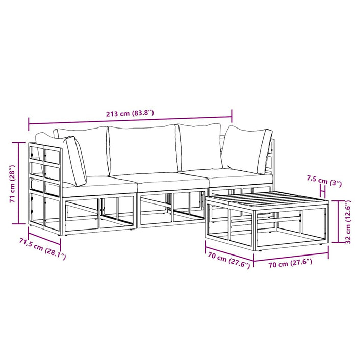 Set de canapele pentru grădină 4 pcs Negru 70 x 70 x 32 cm - WALTI WALTI