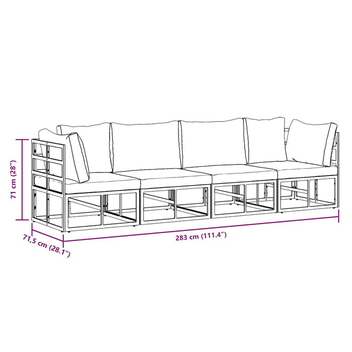 Set de canapele pentru grădină 4 pcs Negru 283 x 71.5 x 71 cm - WALTI WALTI